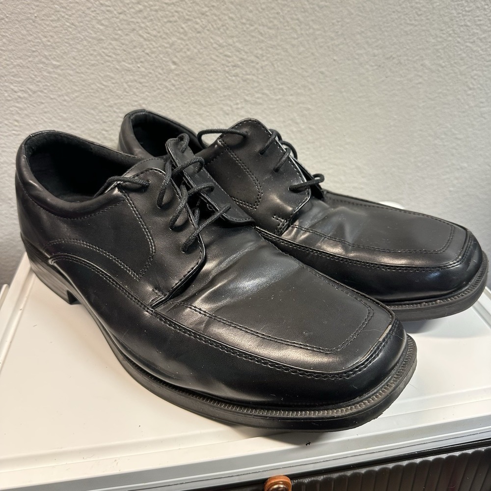 Dexter Comfort Mens Sz 15 Black Square Toe Derby Dress Shoes Leather Lined *Read